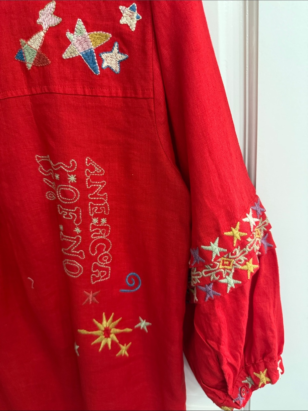 Johnny Was Red Embroidered Boho Tunic - Picture 3 of 3